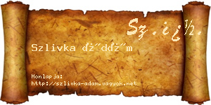 Szlivka Ádám névjegykártya
